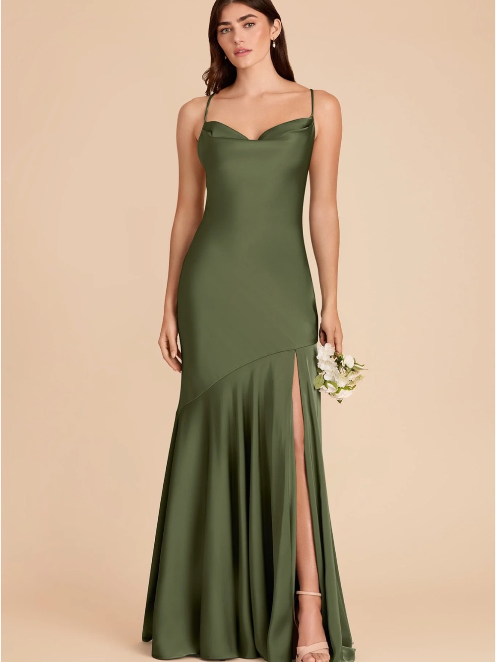 Birdy Grey Olive Matte Satin Olivia Bridesmaid Dress